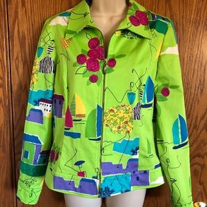 Elizabeth Dalton Jacket Sailboat Print Women Sz10
